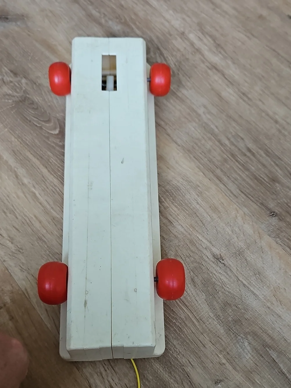 Fisher-Price Wooden Rainbow Xylophone Pull Toy with Red Wheels Vintage